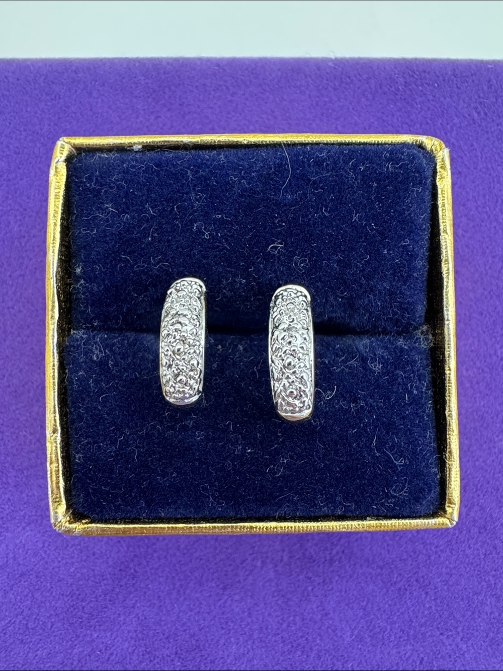 💛 Classic Gold Plated 2 Diamond Half Hoop Earrings